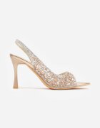 l.day Pantofi stiletto șampanie decorați cu zirconii și cu curea Falowena