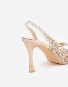 l.day Pantofi stiletto șampanie decorați cu zirconii și cu curea Falowena