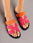 l.day Papuci Fucsia din Imitație de Velur cu Velcro cu Decupaje Decorative Nimiritha