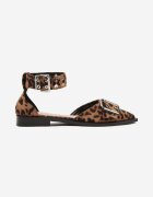 la flor Pantofi stiletto leopard lăcuiți decorați cu catarame Clelione