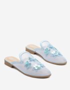 la flor Papuci Albastri din plasă Tip Mule cu flori 3D Vilmoi