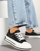 lady glory Adidași Negri cu Talpă Groasă până la gleznă Decorați cu Dantelă Jenathiela