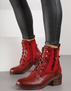 lady glory Botine Bordo-Roșii cu toc gros decorate cu fermoar Salittea