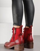 lady glory Botine Bordo-Roșii cu toc gros decorate cu fermoar Salittea