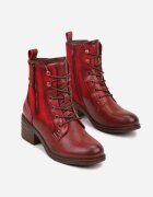lady glory Botine Bordo-Roșii cu toc gros decorate cu fermoar Salittea