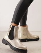 lady glory Cu talpă joasă (tip chelsea) din imitație de piele cu elastic cusut în gambă și inserție embosată Araxis Aurii