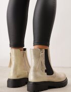 lady glory Cu talpă joasă (tip chelsea) din imitație de piele cu elastic cusut în gambă și inserție embosată Araxis Aurii