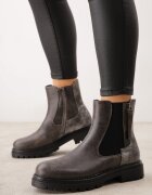 lady glory Cu talpă joasă (tip chelsea) din imitație de piele cu elastic cusut în gambă și inserție embosată Araxis Gri