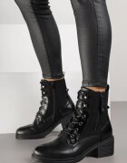 lady glory Ghete Negre cu Toc Bloc Decorate cu Fermoar Salittea