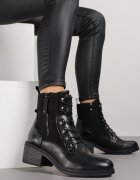 lady glory Ghete Negre cu Toc Bloc Decorate cu Fermoar Salittea