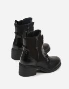 lady glory Ghete Negre cu Toc Bloc Decorate cu Fermoar Salittea