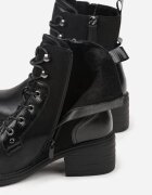 lady glory Ghete Negre cu Toc Bloc Decorate cu Fermoar Salittea