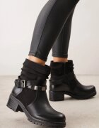 lady glory Ghete până la gleznă cu toc jos carâmb șifonat barete și cataramă Sirran Negre