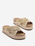 lady glory Papuci Aurii cu talpă groasă în stil Boho cu Zirconii Luriona