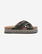 lady glory Papuci Negri cu talpă groasă în stil Boho cu zirconii Luriona