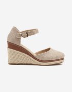 lady glory Sandale Bej închis Espadrile pe Toc Pană Împletită Alanilis