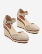 lady glory Sandale Bej închis Espadrile pe Toc Pană Împletită Alanilis