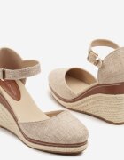 lady glory Sandale Bej închis Espadrile pe Toc Pană Împletită Alanilis