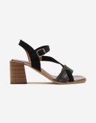 lady glory Sandale Negre cu Toc cu Barete Geometrice Mevica