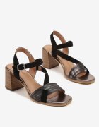 lady glory Sandale Negre cu Toc cu Barete Geometrice Mevica