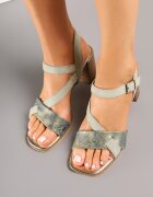 lady glory Sandale verzi cu toc cu barete geometrice Mevica