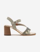 lady glory Sandale verzi cu toc cu barete geometrice Mevica