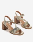 lady glory Sandale verzi cu toc cu barete geometrice Mevica