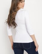 las garras Bluză Albă de bumbac din tricot reiat cu fermoar la decolteu Hlavaria