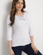 las garras Bluză Albă de bumbac din tricot reiat cu fermoar la decolteu Hlavaria