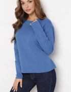 las garras Bluză Albastră Din Bumbac cu Mânecă Lungă și Nod Decorativ Pinada