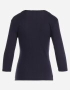 las garras Bluză bleumarin din bumbac din tricot reiat cu mâneci 3/4 și decupaj la decolteu Xireal