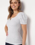 las garras Bluză din bumbac gri deschis din material reiat decorată cu zirconii Nessaria