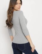 las garras Bluză Gri de Bumbac în Dungi cu Legătură Tip Corset La Decolteu Jarelis
