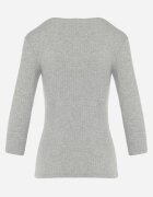 las garras Bluză Gri Din bumbac Din tricot reiat Cu mâneci 3/4 Și decupaj la decolteu Xireal