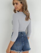 las garras Bluză Gri din Tricot striat cu Mânecă 7/8 Lumina