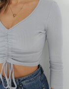 las garras Bluză Gri din Tricot striat cu Mânecă 7/8 Lumina