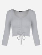 las garras Bluză Gri din Tricot striat cu Mânecă 7/8 Lumina