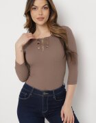 las garras Bluză Maro Din bumbac din tricot reiat cu fermoar la decolteu Hlavaria