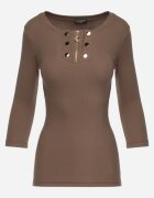 las garras Bluză Maro Din bumbac din tricot reiat cu fermoar la decolteu Hlavaria