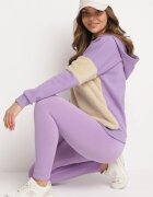 las garras Bluză Mov deschis Bicoloră din bumbac cu inserții fleece și glugă Dikea