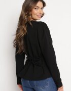las garras Bluza neagră de bumbac cu mânecă lungă și legătură decorativă Pinada