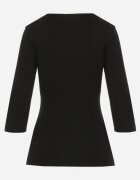las garras Bluză Neagră din Bumbac din Tricot Reiat cu Fermoar la Decolteu Hlavaria