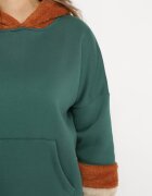 las garras Bluză Verde cu Glugă și Inserții de Blană Pyroxis