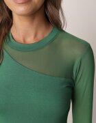 las garras Bluză Verde din Viscoză cu Decolteu Asimetric și Plasă Layera