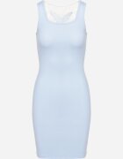 las garras Rochie Albastră Cambrată din Bumbac cu Bretele cu Decupaj din Plasă la Spate Vikisitta