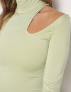 lefon Bluză verde deschisă cu guler semi-înalt și decupaj la decolteu Liliella