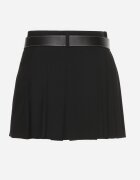 lefon Fustă-Pantaloni scurți neagră Plisată cu Viscoză și Curea din Piele Ecologică Lobilae