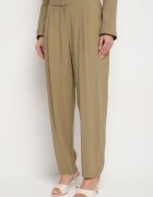 lefon Pantaloni de costum verzi din Modal cu Talie Înaltă Mavice