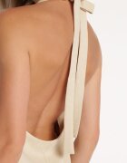 lefon Rochie bej cu legătură la gât și buzunare cu croială trapezoidală Nestatasha