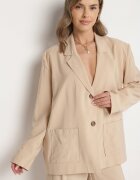 lefon Sacou Bej Oversize Croială Dreaptă cu Buzunare din Modal Mavelisse